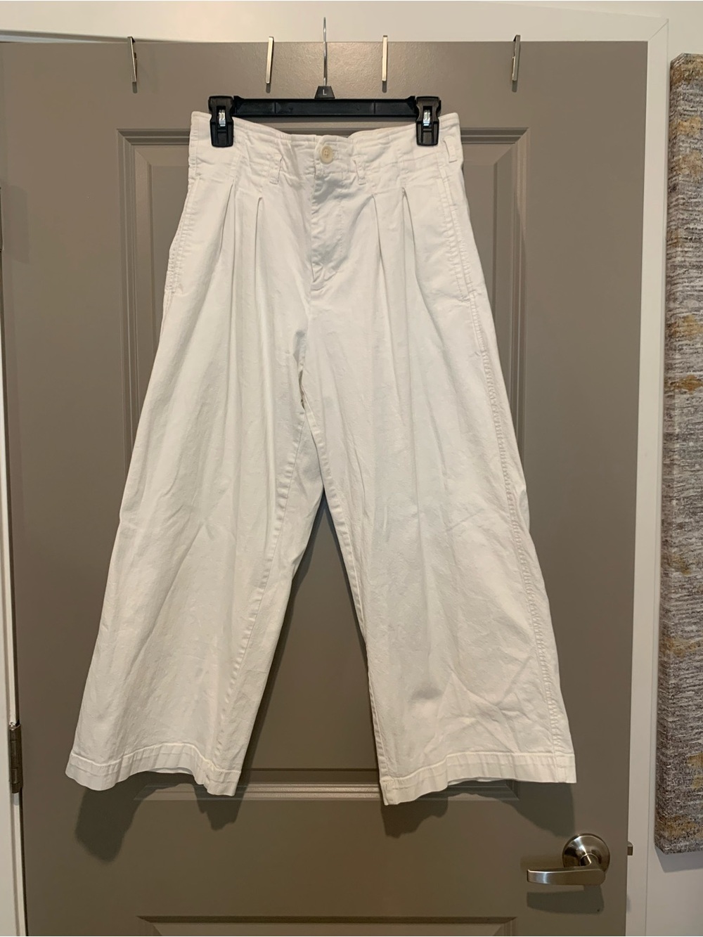 Anthropologie Wide Leg White Culotte Pants